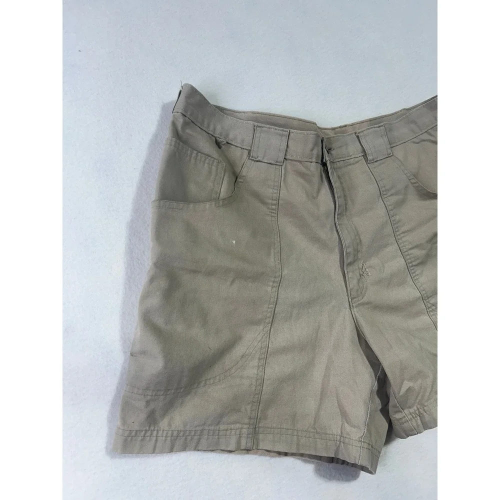 Woolrich Mens Khaki Tan Canvas Utility Hiking Shorts Size 40 Multi Pocket Cotton